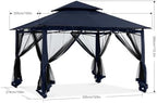 Gazebos for Patios 10x12 with Mosquito Netting, Navy Blue in Navy Blue, alternate view 4