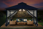 Gazebos for Patios 10x12 with Mosquito Netting, Navy Blue in Navy Blue, alternate view 6