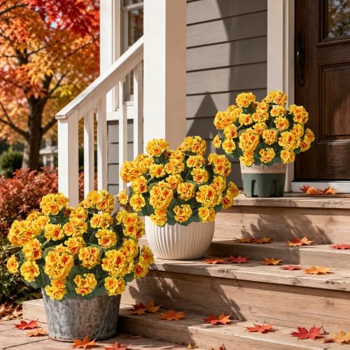 Geraniums Artificial Flowers for Outdoors, 2 Pack Potted Plants Faux Geraniums Bush Artificial Topiaries, alternate view 2