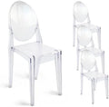 Ghost Chairs Set of 4, 15" Seat, Clear Armless Chairs