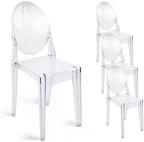 Ghost Chairs Set of 4, 15" Seat, Clear Armless Chairs