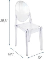 Ghost Chairs Set of 4, 15" Seat, Clear Armless Chairs, alternate view 3