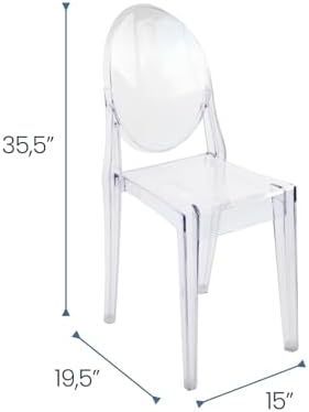 Ghost Chairs Set of 4, 15" Seat, Clear Armless Chairs, alternate view 3