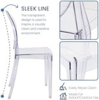 Ghost Chairs Set of 4, 15" Seat, Clear Armless Chairs, alternate view 5