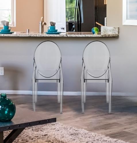Ghost Chairs Set of 4, 15" Seat, Clear Armless Chairs, alternate view 6