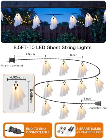 Ghost String Lights, 8.5FT 10 LED Plug-in Lights, alternate view 2