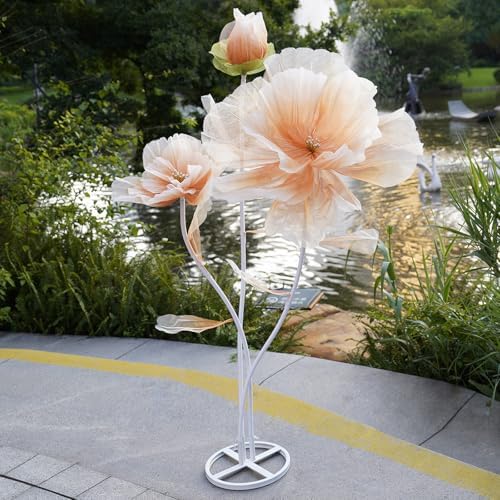 Giant Artificial Flower Decor, Oversized Gradient Organza Flower with Bendable Stem, DIY Shape Fake Flower