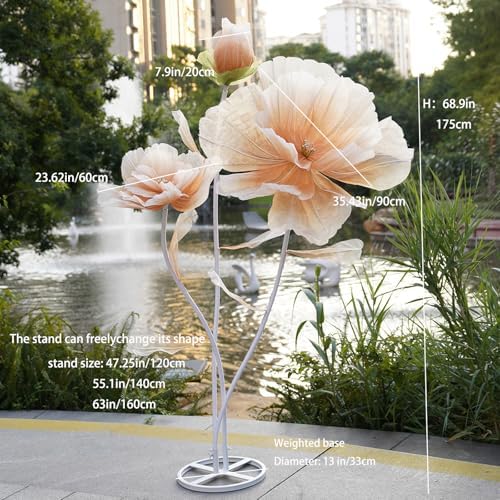 Giant Artificial Flower Decor, Oversized Gradient Organza Flower with Bendable Stem, DIY Shape Fake Flower, alternate view 2