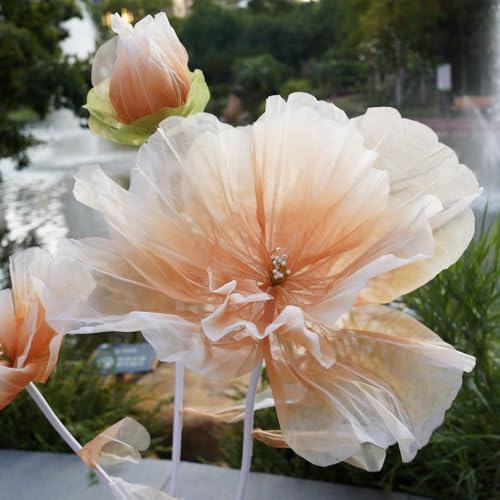 Giant Artificial Flower Decor, Oversized Gradient Organza Flower with Bendable Stem, DIY Shape Fake Flower, alternate view 4