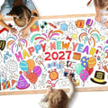 Giant Coloring Poster for Classroom Wall - Versatile 31.5 x 72 Inches Happy New Year Activity Poster/Table