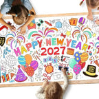 Giant Coloring Poster for Classroom Wall - Versatile 31.5 x 72 Inches Happy New Year Activity Poster/Table