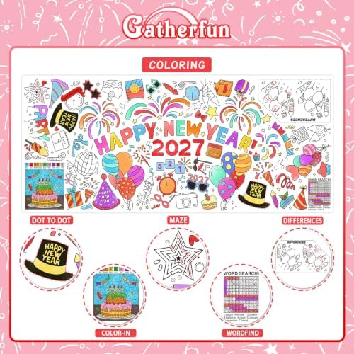 Giant Coloring Poster for Classroom Wall - Versatile 31.5 x 72 Inches Happy New Year Activity Poster/Table, alternate view 2