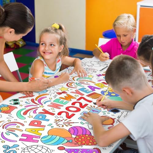 Giant Coloring Poster for Classroom Wall - Versatile 31.5 x 72 Inches Happy New Year Activity Poster/Table, alternate view 4