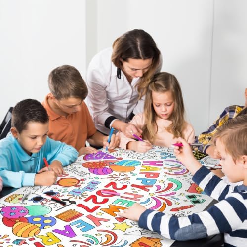 Giant Coloring Poster for Classroom Wall - Versatile 31.5 x 72 Inches Happy New Year Activity Poster/Table, alternate view 5