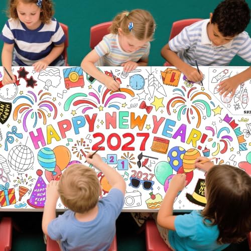 Giant Coloring Poster for Classroom Wall - Versatile 31.5 x 72 Inches Happy New Year Activity Poster/Table, alternate view 6