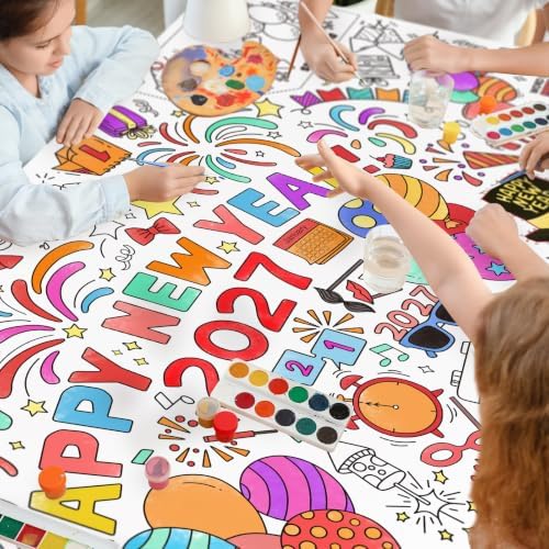 Giant Coloring Poster for Classroom Wall - Versatile 31.5 x 72 Inches Happy New Year Activity Poster/Table, alternate view 7