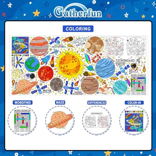 Giant Coloring Poster for Classroom Wall - Versatile 31.5 x 72 Inches Outer Space Activity Poster/Table Cover, alternate view