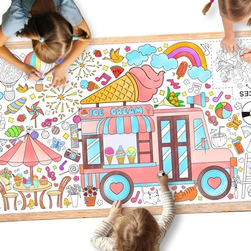 Giant Coloring Poster for Classroom Wall - Versatile 31.5 x 72 Inches Summer Activity Poster/Table Cover, School