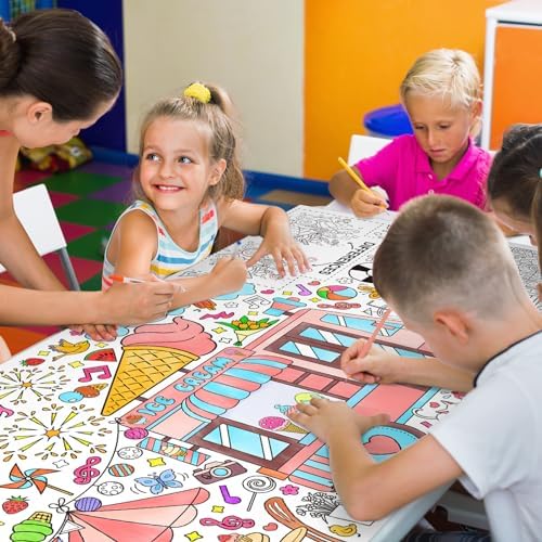 Giant Coloring Poster for Classroom Wall - Versatile 31.5 x 72 Inches Summer Activity Poster/Table Cover, School, alternate