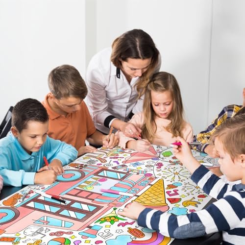 Giant Coloring Poster for Classroom Wall - Versatile 31.5 x 72 Inches Summer Activity Poster/Table Cover, School, alternate