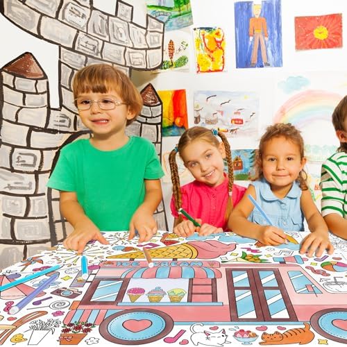 Giant Coloring Poster for Classroom Wall - Versatile 31.5 x 72 Inches Summer Activity Poster/Table Cover, School, alternate