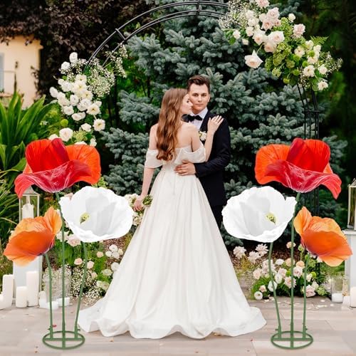 Giant Flower Stand Kit - 3 Pcs 78.7 Inch Green Flexible PVC Pipe & Sturdy Flower Pole Display Stand Base for, alternate view