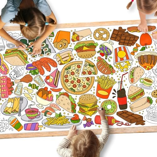 Giant Kids Coloring Poster | 31.5 x 72 Fun Food-Themed Activity for Classroom, Birthday & Events | Versatile as