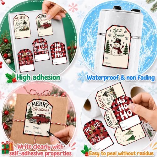 Gift Tags - 500PCS Christmas Tags Stickers for Presents & Gift Packaging, alternate view 3