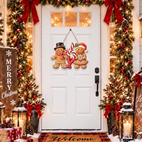 Gingerbread Christmas Decorations Joy Gingerbread Boy Girl Sign, alternate view 2