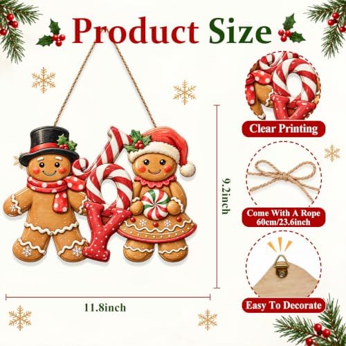 Gingerbread Christmas Decorations Joy Gingerbread Boy Girl Sign, alternate view 3