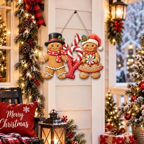 Gingerbread Christmas Decorations Joy Gingerbread Boy Girl Sign, alternate view 4
