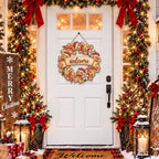 Gingerbread Christmas Decorations Welcome Wreath Wooden Front Door Sign, alternate view 2