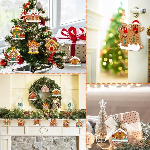 Gingerbread House Ornaments Christmas Tree Decoration - 24pcs Gingerbread House Christmas Decorations Hanging, alternate view