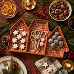 Gingerbread House Tray, 3 Section Ceramic Christmas Serving Platter in 11" x 5.5" in Ceramic, alternate view 2