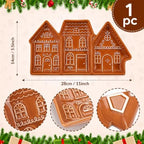 Gingerbread House Tray, 3 Section Ceramic Christmas Serving Platter in 11" x 5.5" in Ceramic, alternate view 3