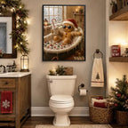 Gingerbread Man Framed Christmas Wall Art, Funny Bathroom Canvas Pictures, alternate view 2