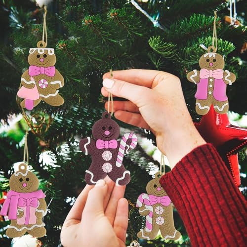 Gingerbread Man Ornaments Christmas Tree Decorations - 36pcs Pink Gingerbread Man Christmas Decorations Hanging, alternate