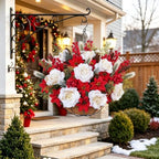 GITDEA 2 PCS Outdoor Artificial Poinsettia Christmas Hanging Flower Baskets, alternate view 2