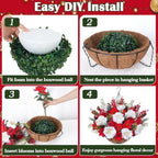GITDEA 2 PCS Outdoor Artificial Poinsettia Christmas Hanging Flower Baskets, alternate view 4