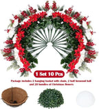 GITDEA 2 PCS Outdoor Artificial Poinsettia Christmas Hanging Flower Baskets, alternate view 6
