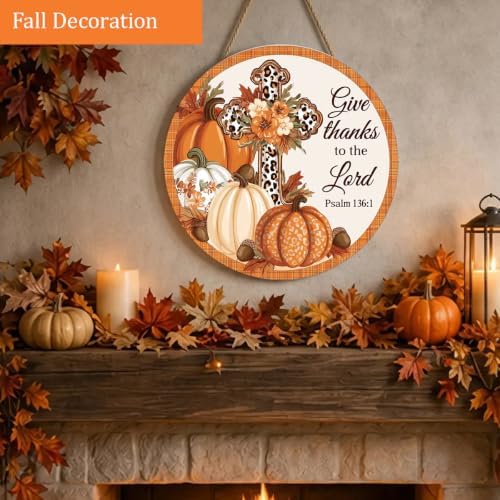 Give Thanks to the Lord Fall Decorations Sign for Home, Fall Christian Sign, alternate view 6