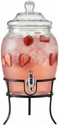 Glass Beverage Drink Dispenser Fortuna with Metal Stand, 2 Gal