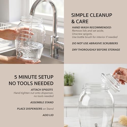 Glass Beverage Drink Dispenser Fortuna with Metal Stand, 2 Gal, alternate view 7