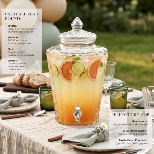 Glass Beverage Drink Dispenser Royal Ridge - 2.3 Gal Clear, alternate view 2
