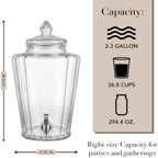 Glass Beverage Drink Dispenser Royal Ridge - 2.3 Gal Clear, alternate view 3