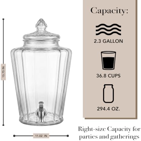 Glass Beverage Drink Dispenser Royal Ridge - 2.3 Gal Clear, alternate view 3