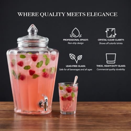 Glass Beverage Drink Dispenser Royal Ridge - 2.3 Gal Clear, alternate view 6