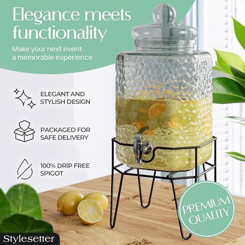 Glass Beverage Drink Dispenser w/Metal Stand, 1.5 Gallon, alternate view 3