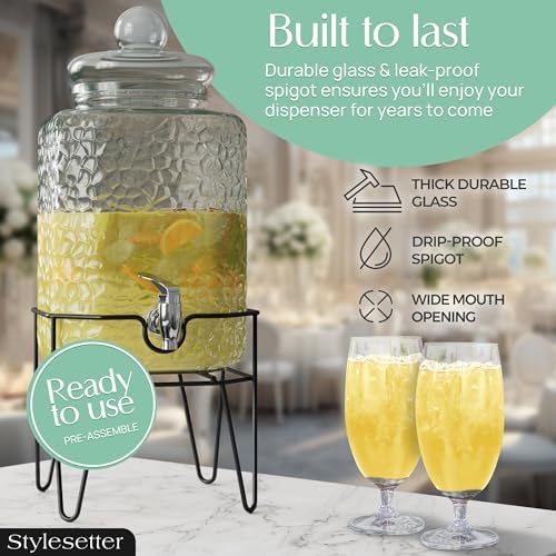 Glass Beverage Drink Dispenser w/Metal Stand, 1.5 Gallon, alternate view 4