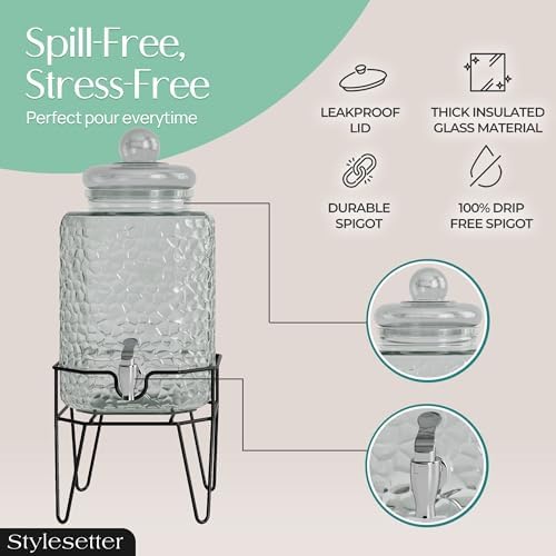 Glass Beverage Drink Dispenser w/Metal Stand, 1.5 Gallon, alternate view 5